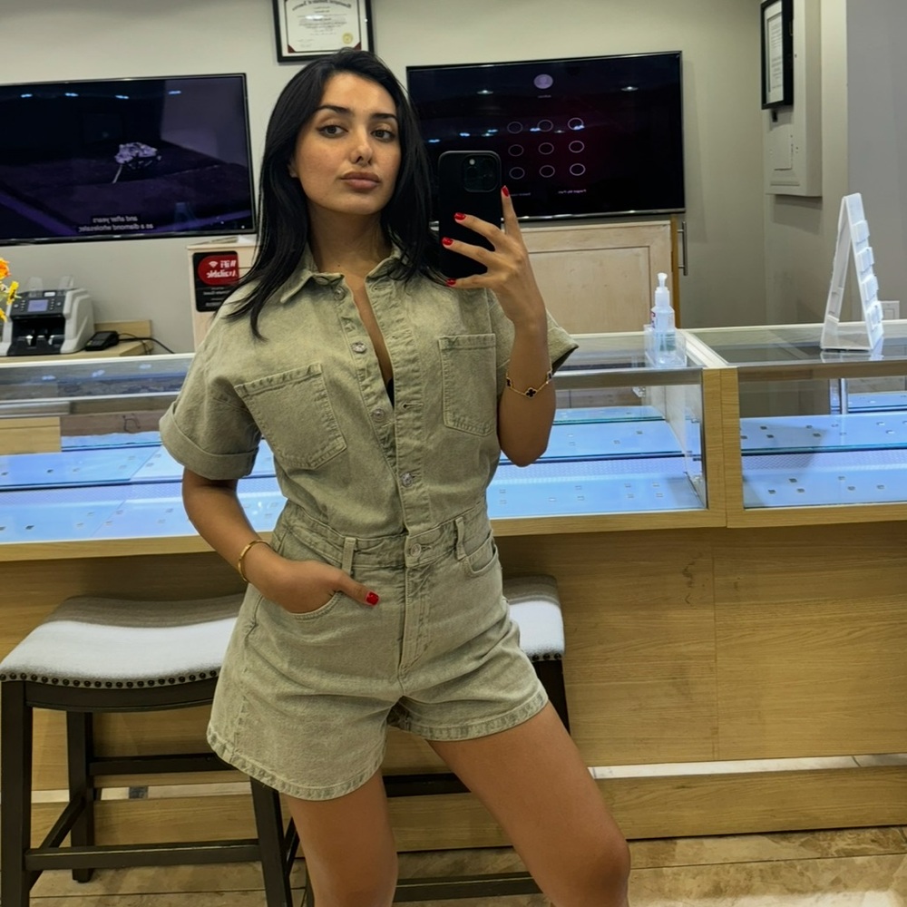 Stylish Tan Denim Romper
